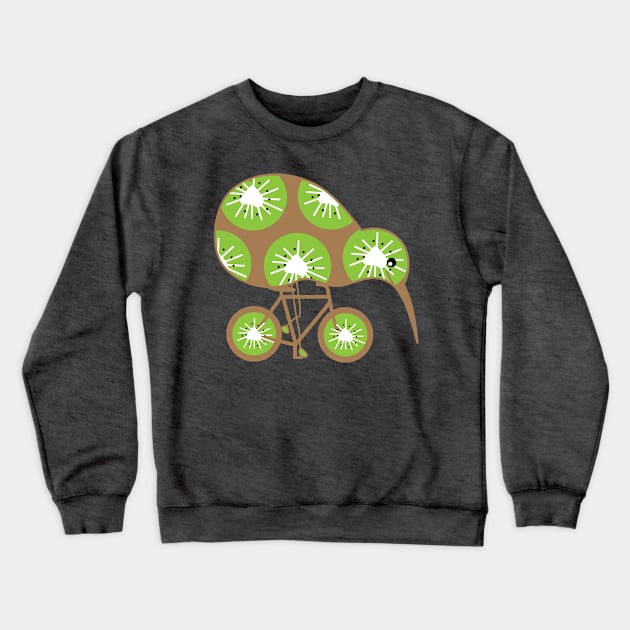 Funny kiwi rides a bicycle Crewneck Sweatshirt by spontania